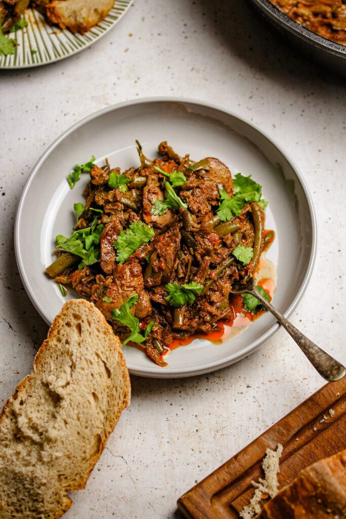 Chicken Livers with Green Beans