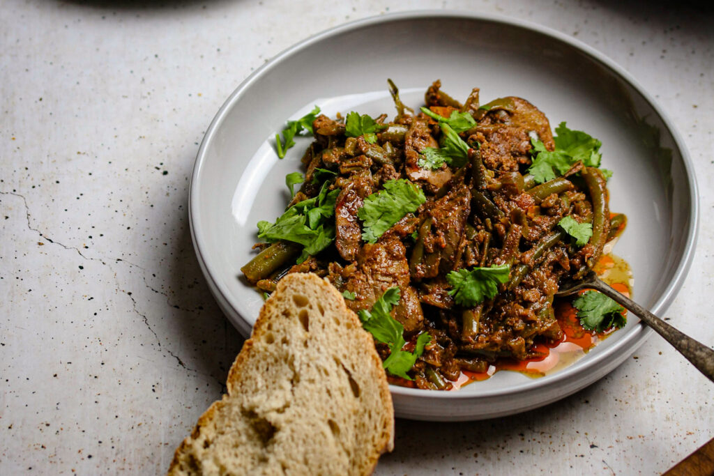 Chicken Livers with Green Beans