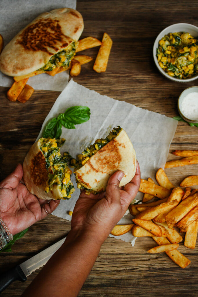 Spinach and Corn Pita