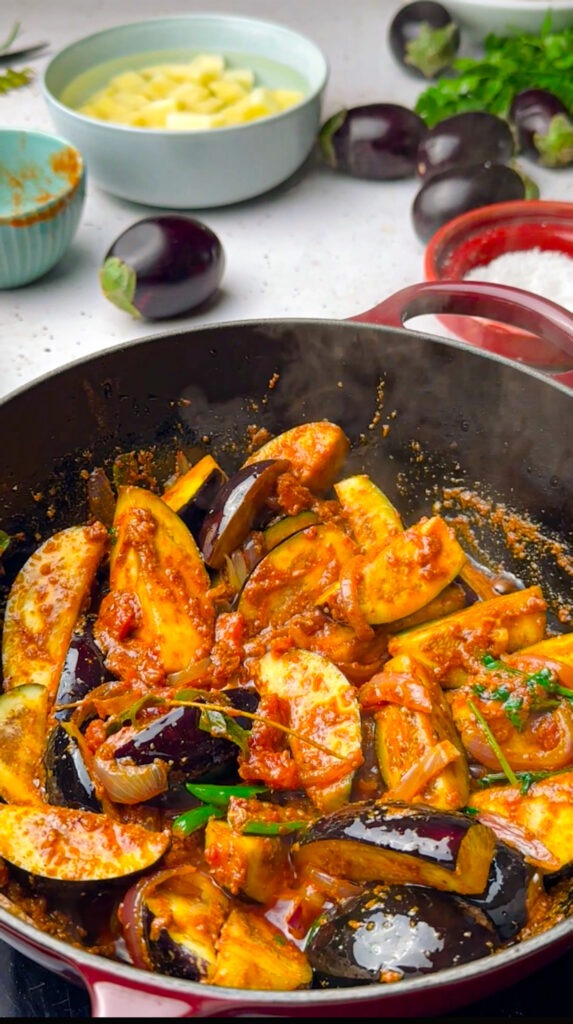 Brinjal and Potato Curry / Eggplant Curry