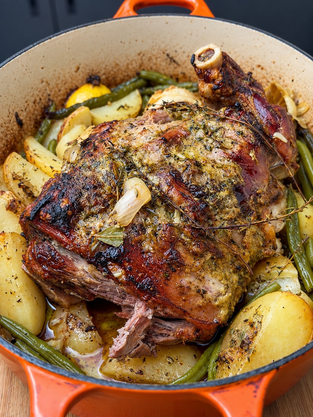 Roast Leg of Lamb with vegetables